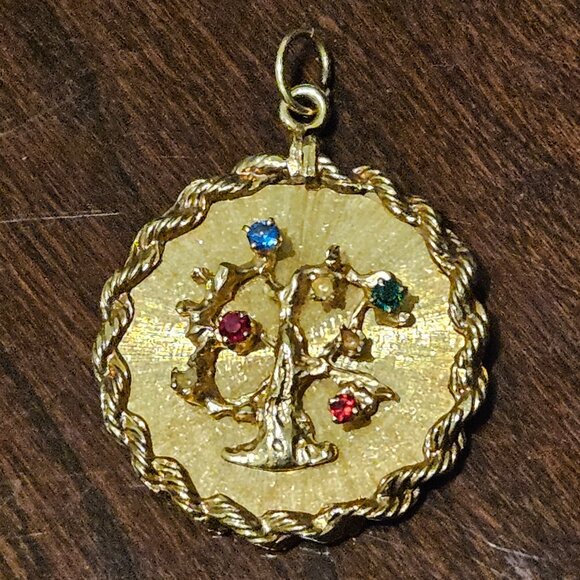RARE HEAVY VINTAGE ESTATE FAMILY TREE Of LIFE 14K GOLD ROPE TWIST CHARM PENDANT - Picture 1 of 8